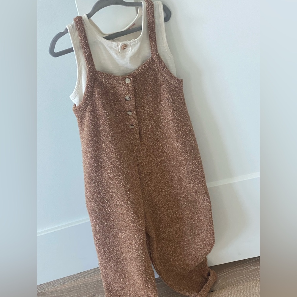 Zara kids boys girls speckled knit overalls coveralls jumper romper size 4-5